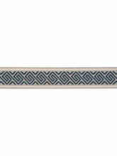 Load image into Gallery viewer, 2.25" Wide Grey Teal Blue Geometric Drapery Tape Trim