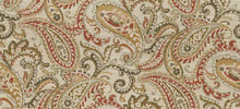 Load image into Gallery viewer, Beige Red Mustard Yellow Grey Paisley Upholstery Fabric