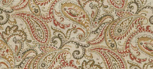 Beige Red Mustard Yellow Grey Paisley Upholstery Fabric