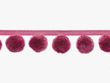 Load image into Gallery viewer, 2.5" Fuchsia Hot Pink Pom Pom Tape Trim