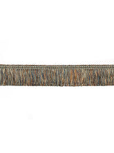 Load image into Gallery viewer, 1.75" Wide Mustard Gold Teal Brush Upholstery Fringe Trim