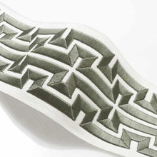 Load image into Gallery viewer, 4&quot; Wide Off White Olive Green Embroidered Geometric Drapery Tape Trim