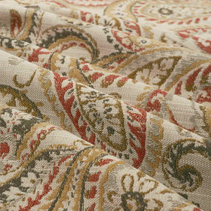 Beige Red Mustard Yellow Grey Paisley Upholstery Fabric