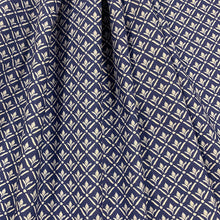 Load image into Gallery viewer, Navy Blue White Cotton Small Scale Diamond Upholstery Drapery Fabric