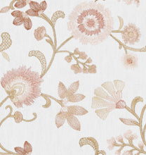 Load image into Gallery viewer, Cotton Floral Embroidered Cream Blush Pink Beige Drapery Fabric