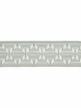 Load image into Gallery viewer, 4" Wide Aqua Ivory Embroidered Geometric Drapery Tape Trim