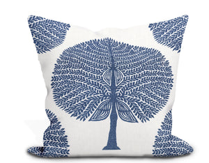 Botanical Thibaut Willow Tree Soft Blue Throw Pillow Cover