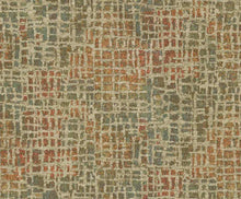 Load image into Gallery viewer, Beige Taupe Orange Coral Teal Green Abstract Chenille Upholstery Fabric