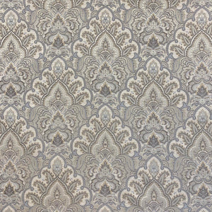 Ivory Blue Beige Gold Grey Damask Upholstery Drapery Fabric