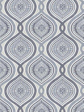 Load image into Gallery viewer, Cotton White Blue Cream Beige Medallion Upholstery Drapery Fabric FB