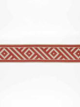 Load image into Gallery viewer, 3" Wide Natutal Red Coral Geometric Embroidered Drapery Tape Trim