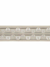 Load image into Gallery viewer, 4" Wide Linen Beige Ivory Embroidered Geometric Drapery Tape Trim