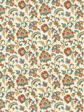 Load image into Gallery viewer, Cream Teal Seafoam Green Red Beige Woven Floral Upholstery Fabric