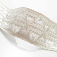 Load image into Gallery viewer, 4" Wide Linen Beige Ivory Embroidered Geometric Drapery Tape Trim