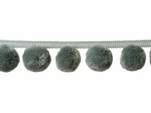 Load image into Gallery viewer, 2.5" Seafoam Aqua Pom Pom Tape Trim