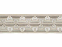 Load image into Gallery viewer, 4" Wide Linen Beige Ivory Embroidered Geometric Drapery Tape Trim