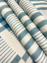 Load image into Gallery viewer, Kelly Wearstler Slate Blue Cream Bandeau  Indoor Outdoor Geom Upholstery Fabric WHS 5192