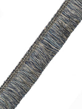 Load image into Gallery viewer, 1.75" Wide Navy Blue Taupe Brush Upholstery Fringe Trim
