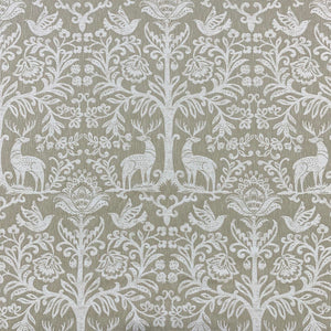 Oatmeal Beige Ivory Woodland Bird Animal Pattern Damask Upholstery Drapery Fabric
