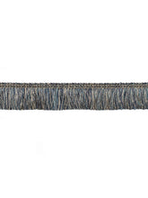 Load image into Gallery viewer, 1.75" Wide Navy Blue Taupe Brush Upholstery Fringe Trim