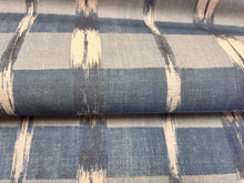 Load image into Gallery viewer, 1.5 Yard Carolina Irving for Thevenon 1908 French Ikat Outdoor Indigo Upholstery Fabric