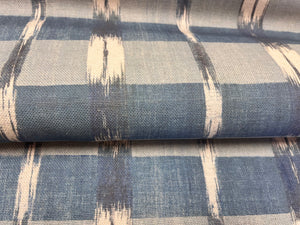 1.5 Yard Carolina Irving for Thevenon 1908 French Ikat Outdoor Indigo Upholstery Fabric