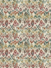 Load image into Gallery viewer, Ivory Teal Red Orange Mustard Grey Ikat Tapestry Upholstery Fabric