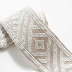 Copy of 3" Wide Ivory Taupe Geometric Embroidered Drapery Tape Trim