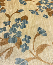 Load image into Gallery viewer, Vintage Water &amp; Stain Resistant Beige Blue Carmel Brown Floral Velvet Upholstery Fabric WHS 5083