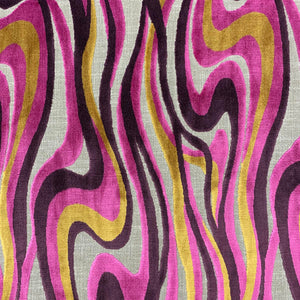 Cotton Viscose Beige Magenta Hot Pink Burgundy Mustard Gold Abstract Cut VelvetUpholstery Drapery Fabric