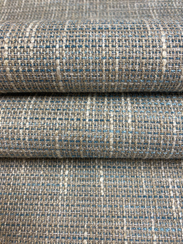 1.3 Yard Designer Water & Stain Resistant Beige Teal Taupe MCM Mid Century Modern Upholstery Fabric WHS 4623