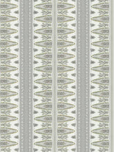 Load image into Gallery viewer, Cotton Linen Cream Mustard Grey Green Stripe Floral Drapery Fabric FB