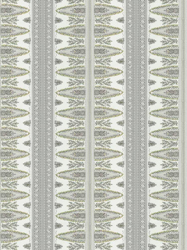 Cotton Linen Cream Mustard Grey Green Stripe Floral Drapery Fabric FB