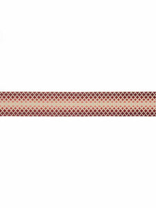 2" Wide Beige Burgundy Red Seafoam Geometric Drapery Tape Trim