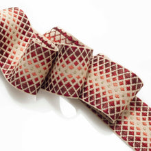 Load image into Gallery viewer, 2&quot; Wide Beige Burgundy Red Seafoam Geometric Drapery Tape Trim