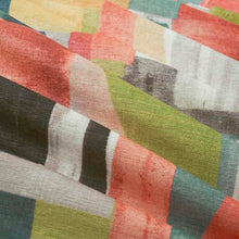 Load image into Gallery viewer, Teal Coral Pink Green Mustard Grey Navy Blue Abstract Velvet Upholstery Fabric