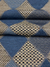 Load image into Gallery viewer, Harlequin Marine by RM CoCo Designer French Navy Blue Beige Geometric Diamond Upholstery Fabric STA 4560