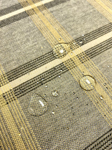 Sunbrella Flannel Fusion 44098-0003 Grey Black Gold Outdoor Plaice Tartan Upholstery Fabric WHS 5061