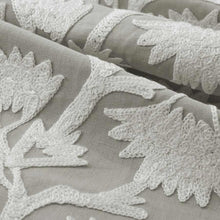 Load image into Gallery viewer, Cotton Linen Cream Grey Floral Crewel Embroidered Drapery Fabric FB