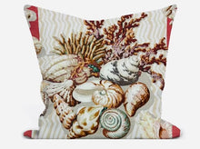 Load image into Gallery viewer, Custom Cowtan &amp; Tout Tortola Seashells Nautical Coral Cream Cotton Linen Pillow Cover