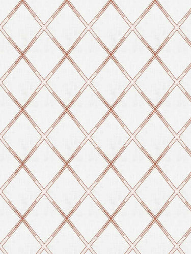 Cotton Cream Rose Pink Geometric Embroidered Drapery Fabric FB