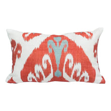 Load image into Gallery viewer, 12&quot; x 20&quot; Lumbar Pillow Cover in Abstract Thibaut Indies Ikat in Coral - Both Sides