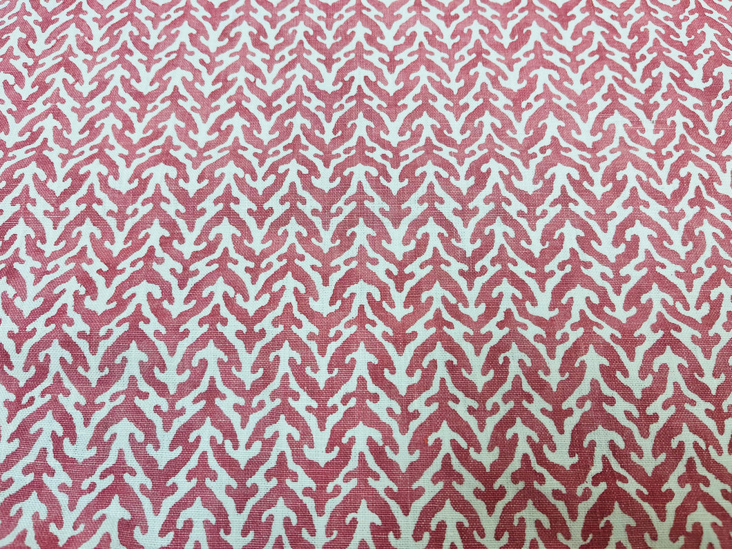 Namay Samay Lerio English Red Ivory Cotton Linen Upholstery Drapery Fabric