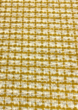 Load image into Gallery viewer, Designer Water Stain Resistant Mustard Yellow Cream Grey Blue Chenille Tweed Upholstery Fabric STA 5020