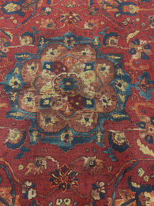Remnant Schumacher JAHANARA CARPET TURKISH RED LINEN FABRIC