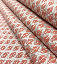 Load image into Gallery viewer, Sunbrella Detail Persimmon Water Stain Resistant Coral Beige Geometric Diamond Upholstery Drapery Fabric