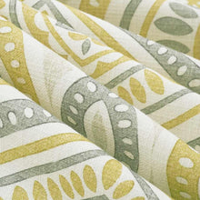 Load image into Gallery viewer, Cotton Cream Grey Chartreuse Medallion Upholstery Drapery Fabric FB