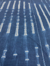 Load image into Gallery viewer, Bennison Onikoko Indigo Mudcloth Stripe Linen Upholstery Drapery Fabric WHS 5108