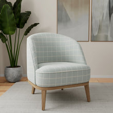 Load image into Gallery viewer, Stain Resistant Crypton Teal White Beige Check Upholstery Drapery Fabric