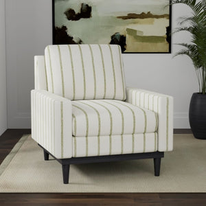 Stain Resistant Cream Olive Green Stripe Upholstery Drapery Fabric